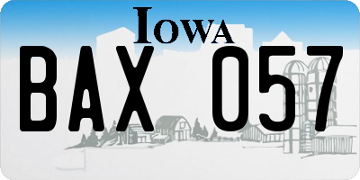 IA license plate BAX057