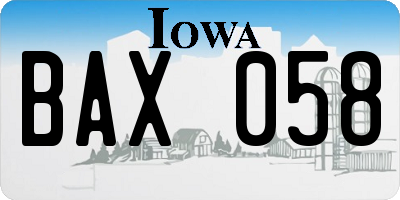 IA license plate BAX058