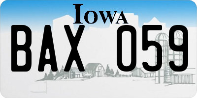 IA license plate BAX059