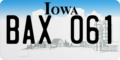 IA license plate BAX061