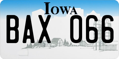IA license plate BAX066