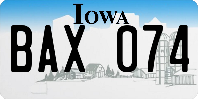 IA license plate BAX074