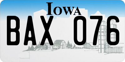IA license plate BAX076
