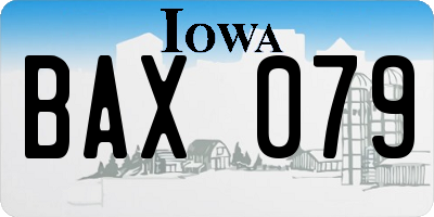IA license plate BAX079
