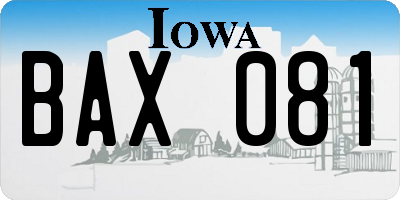 IA license plate BAX081
