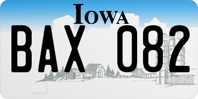 IA license plate BAX082