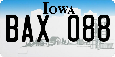 IA license plate BAX088