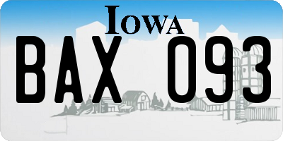 IA license plate BAX093