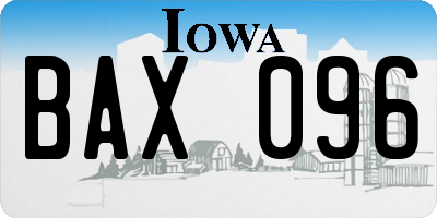 IA license plate BAX096