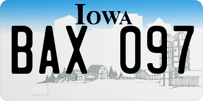IA license plate BAX097