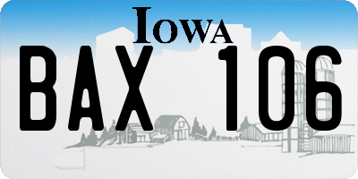IA license plate BAX106