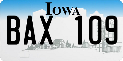 IA license plate BAX109