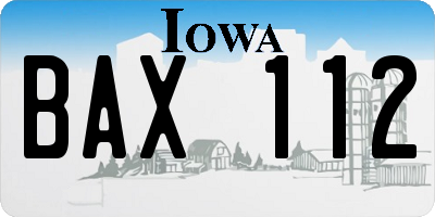 IA license plate BAX112