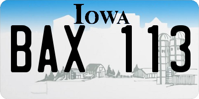 IA license plate BAX113