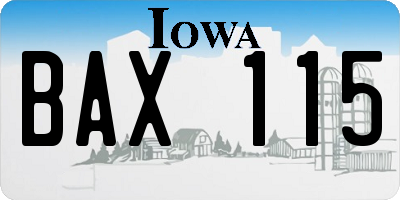 IA license plate BAX115