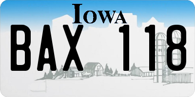 IA license plate BAX118