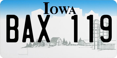 IA license plate BAX119