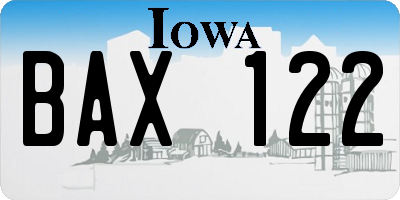 IA license plate BAX122