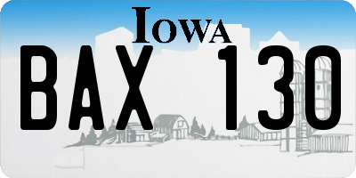 IA license plate BAX130