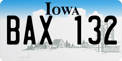 IA license plate BAX132