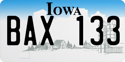 IA license plate BAX133