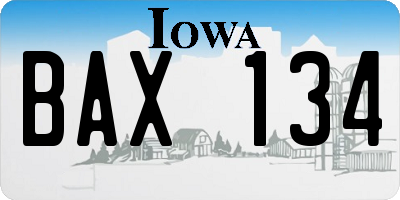 IA license plate BAX134