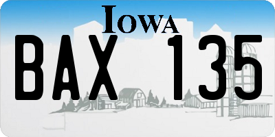IA license plate BAX135