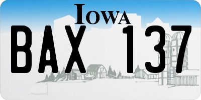 IA license plate BAX137