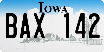 IA license plate BAX142
