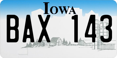 IA license plate BAX143
