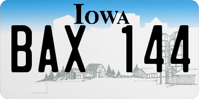 IA license plate BAX144
