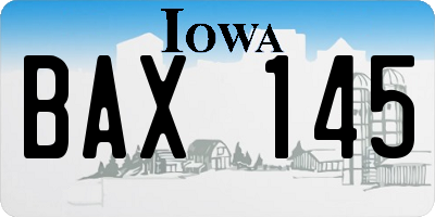 IA license plate BAX145