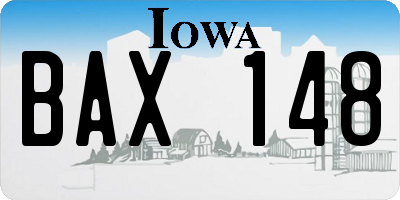 IA license plate BAX148