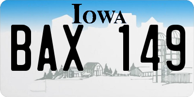 IA license plate BAX149
