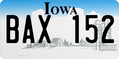 IA license plate BAX152