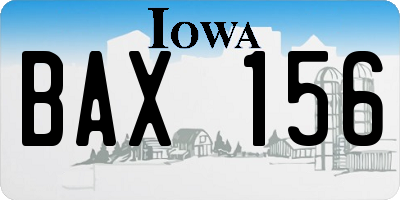 IA license plate BAX156