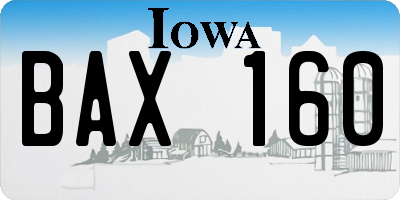 IA license plate BAX160
