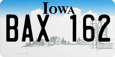 IA license plate BAX162