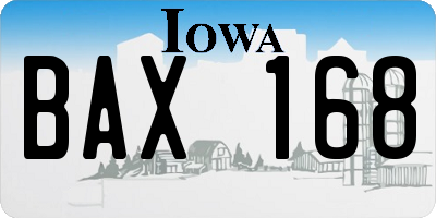 IA license plate BAX168