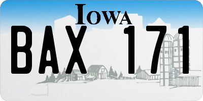 IA license plate BAX171