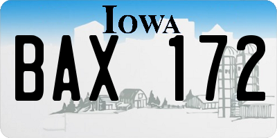 IA license plate BAX172