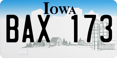 IA license plate BAX173