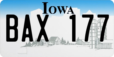 IA license plate BAX177