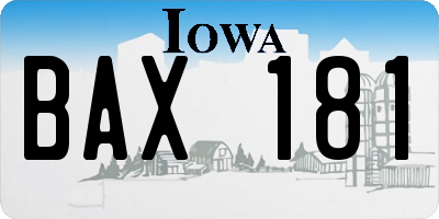 IA license plate BAX181