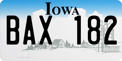 IA license plate BAX182
