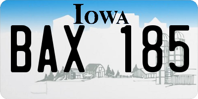 IA license plate BAX185