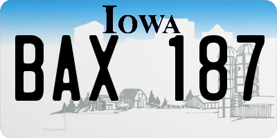 IA license plate BAX187