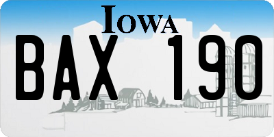 IA license plate BAX190