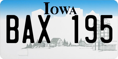 IA license plate BAX195