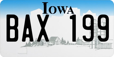 IA license plate BAX199